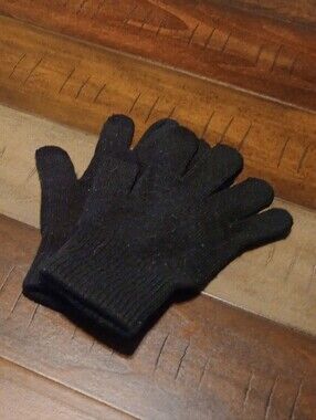 2 Pair Of Black  and Grey Knit Kids Winter Gloves - Lightweight Touch-Friendly